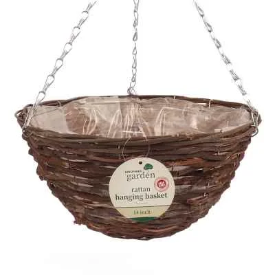 KF Dark Rattan Hanging Basket 14inch 1s