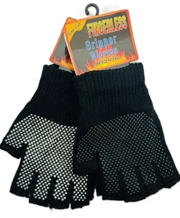Fingerless Gripper Gloves One Size 12 x 1pair