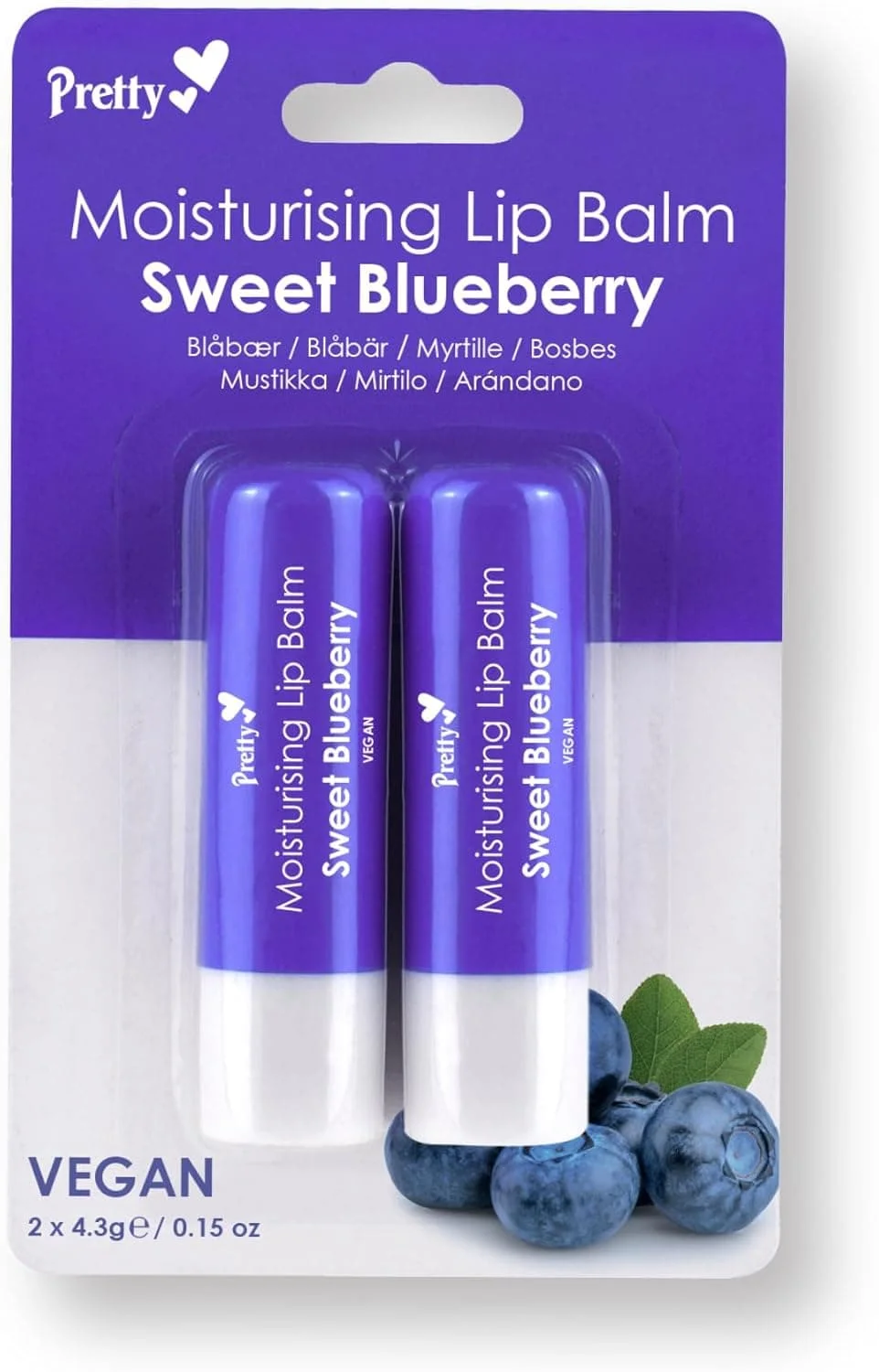 Pretty Moisturising Lip Balm - Sweet Blueberry 12 x 2s