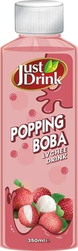 Just Drink Popping Boba Lychee 12 x 350ml