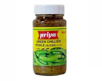 Priya Green Chilli (Sliced) Pickle 12 x 300g