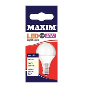 Maxim 6W=40W LED Round SES CW Prl SW 10s