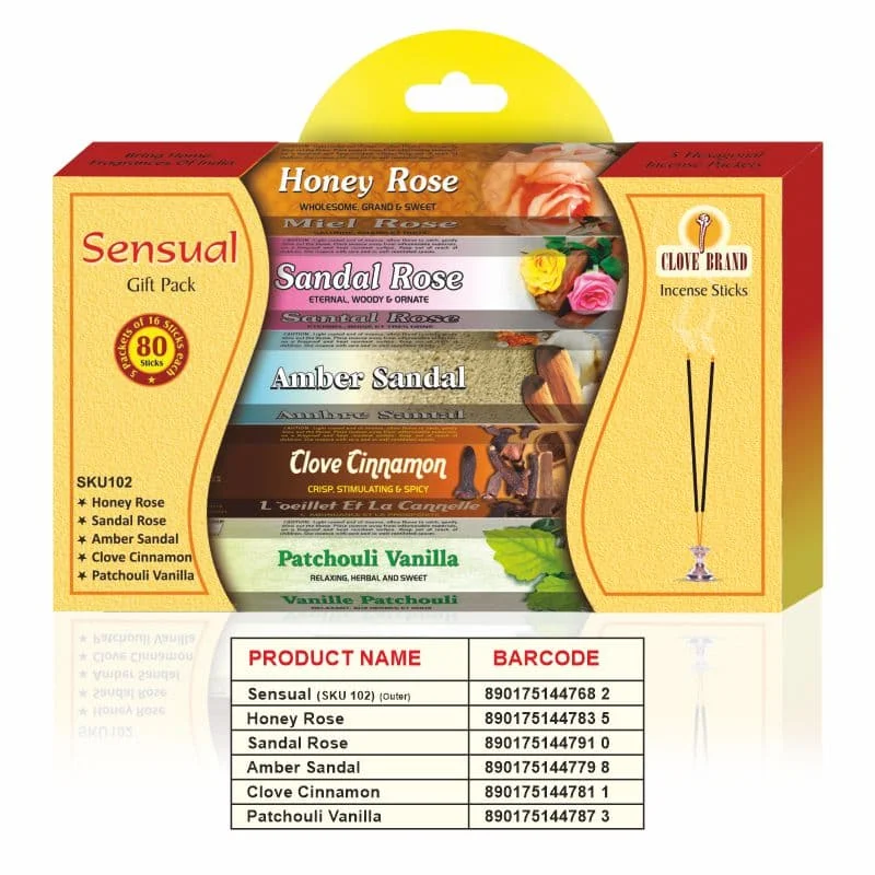 Clove Sensual Window Pack Incense Sticks 5 x 16sticks